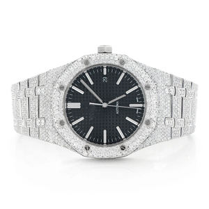 Iced Out Moissanite <b>Watch</b> VVS Diamond Hip Hop Modern Model <b>Men</b> Stainless Steel <b>Quartz</b> 20mm Band Glass Dial - Product Image 1