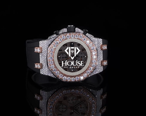 นาฬิกาข้อมือสแตนเลสสตีลแบบ Iced Out ประดับเพชร VVS Moissanite หรูหรา สไตล์โครโนกราฟ ฮิปฮอป สำหรับผู้ชาย - Product Image 1