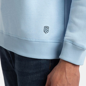<b>Men</b> Light Blue Crew Neck Sweatshirt Regular Fit Solid Color Knitted Cotton <b>Pullover</b> Casual Streetwear Long Sleeve Top <b>For</b> Winter - Product Image 6
