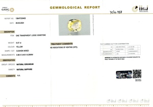พลอยแซฟไฟร์สีเหลืองทรงคุชชั่นธรรมชาติ 6.07 กะรัต จากศรีลังกา สำหรับทำเครื่องประดับและแหวน YCIH-157 - Product Image 6