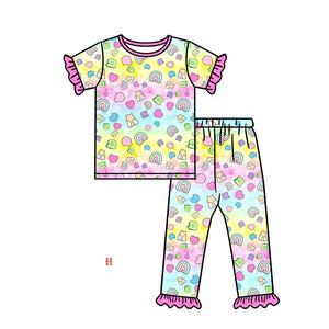 Set di Abbigliamento per Ragazze in Due Pezzi Personalizzato Rosso Ecologico per San Valentino Stile Casual Dolce con Stampa Pantaloni Lunghi Stile <span class=keywords><strong>Boutique</strong></span> - Product Image 4