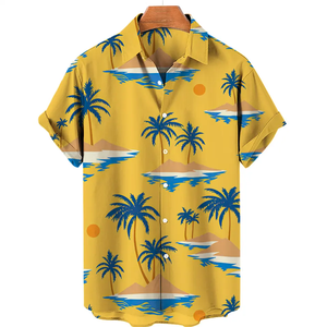 Camisa Hawaiana Sublimada con Logotipo Personalizado para Hombre, Ligera, Transpirable, Ecológica, de Secado Rápido, Anti-Pilling, Ropa de Playa para Verano - Product Image 1