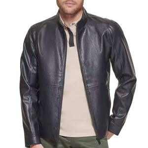 Chaqueta de Cuero de Oveja Estilo Motero Personalizada para Hombre, Chaqueta Bomber Cálida con Cuello Alto, Talla Grande, Chaqueta de Invierno - Product Image 5