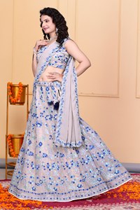 Ensemble de lehenga choli en georgette pour femmes, brodé de fleurs, tenue de mariée avec dupatta, vêtements de fête de mariage - Product Image 6