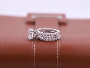 Oval Moissanite Engagement Ring 925 Sterling Silver Set Bubble Prong Diamonds Band Double Hidden Halo Bridal Ring Set - Product Image 5