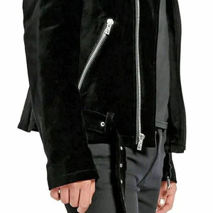 Gothic High-Quality Handmade Moto Black Velvet <b>Jacket</b> Motorcycle Asymmetric <b>Zip</b> <b>Up</b> <b>Jackets</b> Men's - Product Image 5