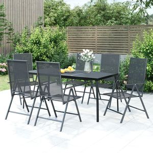 Set da Pranzo da Giardino in Acciaio Antracite 7 Pezzi, Arredamento da Esterno Resistente alle Intemperie, Design Contemporaneo - Product Image 3