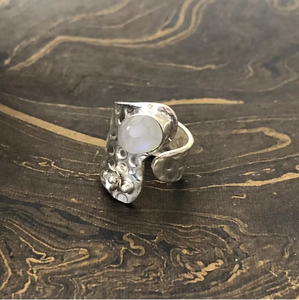 925 Sterling <b>Silver</b> Wide Band <b>Ring</b> Featured Natural Moonstone <b>Statement</b> Jewelry for Unisex Handmade Bulk Supply - Product Image 2