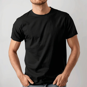 T-shirt personnalisé de haute qualité en coton et polyester, col rond, manches courtes, respirant, coupe ajustée, pour hommes, en noir et blanc - Product Image 6