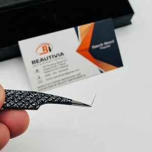 Pinzas de extensión de pestañas con purpurina de dos tonos de acero inoxidable con empuñadura de diamante de 90 grados personalizadas - Product Image 6