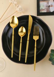 Luxury High Quality <b>Flatware</b> Stylish Golden Cutlery <b>Set</b> Of 4 Knife Fork Spoon <b>Set</b> - Product Image 5
