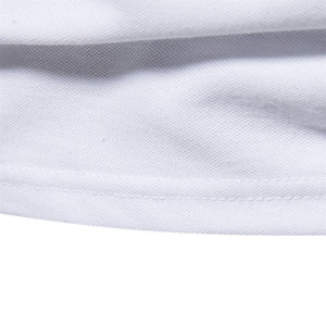 <b>Men</b> <b>White</b> Raglan <b>Sleeve</b> T-<b>Shirt</b> With Navy Contrast Trim Stand Collar Casual Fit Knitted Solid Color <b>Short</b> <b>Sleeve</b> Regular Length - Product Image 4