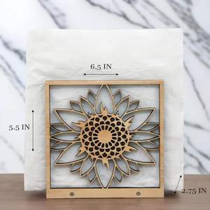 Porta Servilletas de Madera con Diseño de Girasol, Hecho a Mano, para Decoración Rústica de Estilo Campestre, Cortado con Láser, Dispensador de Servilletas para Mesa de Cocina, Excelente Regalo para Mamá - Product Image 6