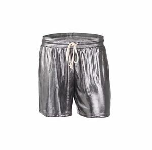 Men's Solid Color Drawstring Mid Waist <b>Shorts</b> in Satin Fabric Casual Style 100% Cotton Front Logo Breathable - Product Image 2