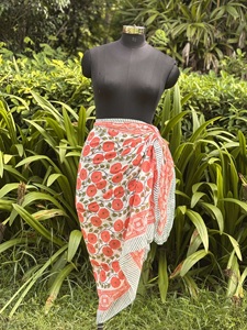 Custom Cotton Floral Print Beach Sarong Pareo for Women Wholesale Beach Cover Up <b>Wrap</b> Skirt Swimwear Cover - Product Image 5