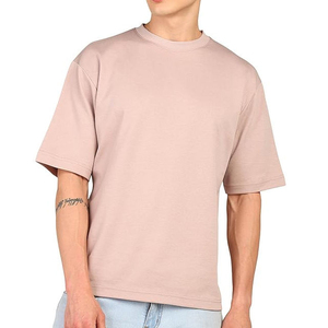 T-shirt pour homme 100% coton 180g, anti-plis, de luxe, coupe oversize et carrée, épaules tombantes, col montant vierge, design personnalisé, impression premium - Product Image 5