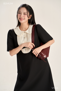 ชุดคลุมท้อง B2 MUM V1446 แบบเป็นมิตรต่อสิ่งแวดล้อม ระบายอากาศได้ดี แขนสั้น ทรงเอ คอปกปีเตอร์แพน สีอ่อน เนื้อผ้านุ่มลื่น ยืดหยุ่นได้ - Product Image 6