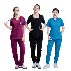 Uniformes du fabricant FMF unisexes/femmes/hommes Plus Size Scrubs New Style Long Sleeves Short Sets Soft Stretch Woven for Nurses - Product Image 2