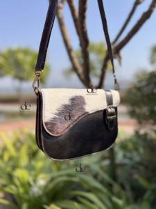 Western Patterned Cowhide Fur Leather Sling Purse Stylish Multi Uses Women <b>Handbags</b> Mini Size Sling Purse - Product Image 2