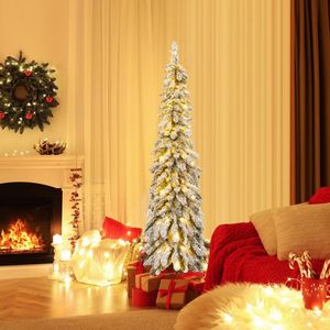 Albero di Natale Artificiale Pre-Illuminato 4-6 Piedi, Abete Sottile Innevato con Rami Pieghevoli per Decorazioni Interne - Product Image 2