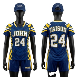 Uniforme de Lacrosse para Mujer, Poliéster Interlock GSM Premium, Diseño de Paneles Azul Marino y Amarillo, Sublimación, Logotipo Personalizado - Product Image 1