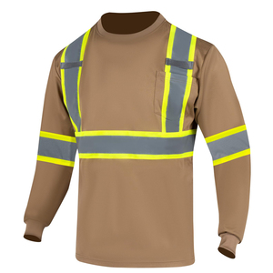 Camiseta de Trabajo de Alta Visibilidad Reflectante para Construcción, Material de Poliéster, Camiseta de Trabajo de Manga Larga con Rayas - Product Image 2