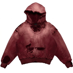 Sweat-shirt à capuche surdimensionné personnalisé pour homme, tie-dye vert, tricoté, avec poche, manches classiques, style automne - Product Image 2
