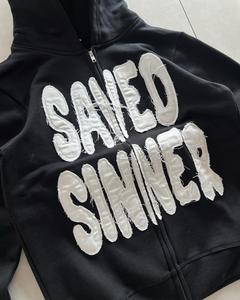 Wholesale High-Quality ODM/OEM Custom Factory Distressed <b>Wash</b> Hoodies with Letter Logo One-Stop Service for Brands - Product Image 2