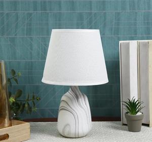 Lámpara de Mesa Moderna de Cerámica con Pantalla de Tela Blanca, Base E27, Fuente de Luz LED Cálida de 3000K, Decorativa para Dormitorio - Product Image 2
