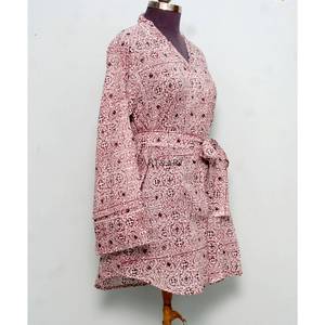 Luxury Indian Cotton Digital Printed Floral Pattern Evening Bridal V-Neck 3/4Sleeve Midi long shirt <b>Dress</b> for Women Eco-Friendly - Product Image 5