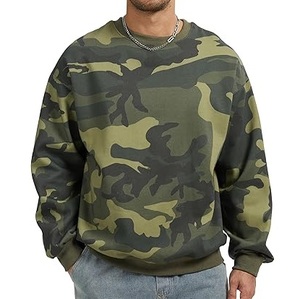Sudaderas de Última Moda para Hombre, con Hombros Caídos, Estampado de Camuflaje, Talla Grande, Tejidas, Gruesas, Holgadas, para Otoño - Product Image 1