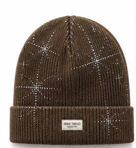 Bonnet tricoté unisexe 100 % acrylique personnalisé avec logo, bonnet d'hiver à revers, bonnet en tricot OEM pour l'extérieur – Vente chaude - Product Image 3