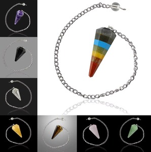 Péndulo clásico multicolor de piedras preciosas, cristal pulido de primera calidad, herramientas de radiestesia para sanación de chakras y Feng Shui, para uso diario. - Product Image 3