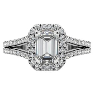 <b>Emerald</b> Cut 6x8mm Moissanite Solitaire <b>Ring</b> 925 Sterling <b>Silver</b> Gold Plated Prong Setting Luxury Engagement & Wedding <b>Ring</b> - Product Image 1