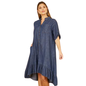 Robe en jean pour femmes tendance avec poches, vêtements personnalisés, fournisseur en gros OEM ODM - Product Image 1