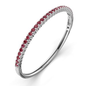 Bracelet jonc ouvrable en or blanc 14 carats avec diamant de laboratoire ronde couleur cognac cerise (1 carat) Tw. Bracelet jonc ouvrable en diamant - Product Image 6