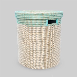 Cesta de lavandería artesanal de paja natural con tapa plana, cesta de almacenamiento hecha a mano, venta al por mayor, ecológica, hecha en Vietnam - Product Image 3