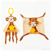 Doudou personnalisé en peluche douce avec anneau de dentition, couverture de sécurité sensorielle en Minky à pois pour bébé, serviette réconfortante et apaisante