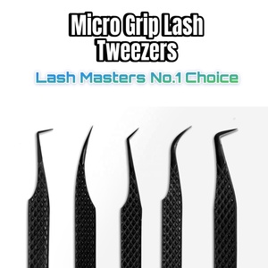 High Quality Boot Shape <b>Micro</b>-Grip Lash Tweezers Professional Beauty Tool for Eyelash Volume Fiber Stainless Steel Black Color - Product Image 2