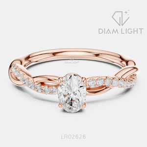 Bague de fiançailles en or blanc 14 carats avec diamant de laboratoire certifié IGI, taille ovale 0,36 carat, bijoux fins - Product Image 3