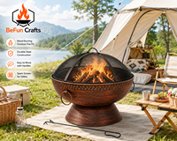 Brasero extérieur en acier de 30 pouces avec poignées et écran anti-étincelles pour patio et jardin, fabrication OEM ODM directe usine