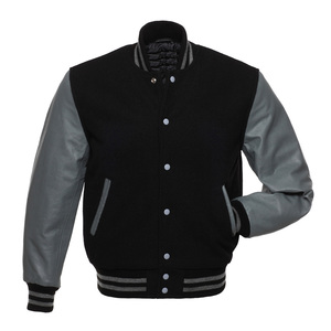 OEM Premium Varsity <b>Jacket</b> Customizable Bomber Wool Body with Real Cow Leather Sleeve Lettermen Embroidery Custom Design Patches - Product Image 1