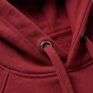Oversized Cotton Polyester Fleece Pullover <b>Hoodie</b> Solid Color <b>Burgundy</b> Brushed Fleece Lined Raglan Sleeve Kangaroo Pocket - Product Image 2