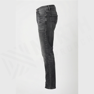 Jean en denim coupe droite délavé foncé pour homme, taille haute, coupe slim, en coton, style décontracté, pantalon d'automne - Product Image 3