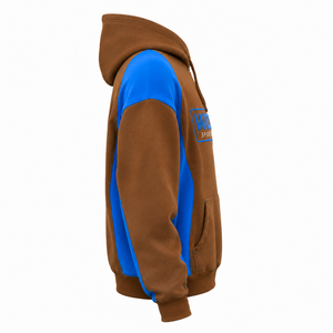 WIDA SPORTS Sweat-shirt à capuche pour homme, marron et bleu, à blocs de couleur, manches raglan, en polaire, décontracté, pull d'automne - Product Image 4
