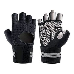 Gants de fitness noirs et violets, demi-doigts, avec support en maille pour la paume, pour l'entraînement en salle de sport - Product Image 2