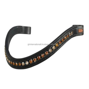 Banda para cejas de caballo de cuero acolchado canal vacío logotipo personalizado con cristales redondos Cadena de diamante brillante banda para cejas ostentosa - Product Image 5