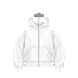 Sudadera con capucha tipo balaclava ninja unisex personalizada, 100% algodón, extragrande, gruesa, con cremallera, 500g, forro polar, estilo urbano de invierno, para hombre - Product Image 1