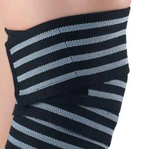 Genouillère tricotée de qualité supérieure, rayures noires et grises, fermeture auto-agrippante, respirante, protection par compression, unisexe, toutes saisons 2026 - Product Image 6