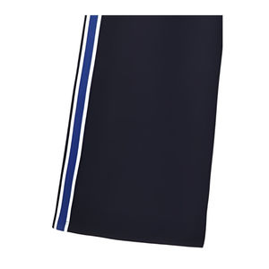 Pantalon large bleu marine pour femme avec bande latérale, taille à cordon, décontracté, en polyester tricoté, longueur intégrale, style printemps - Product Image 5